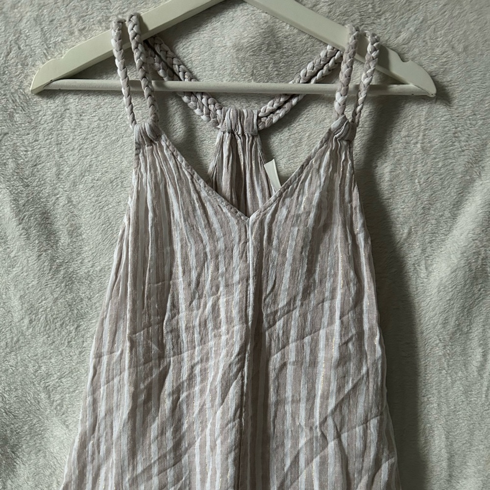 Striped Sleeveless Top with Braided Straps